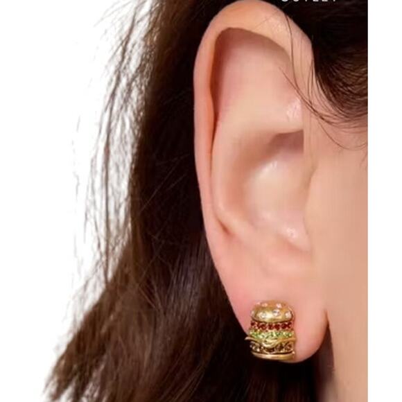 Kate Spade New York Authentic Fast Food Burger Studs Earrings New - Picture 5 of 6